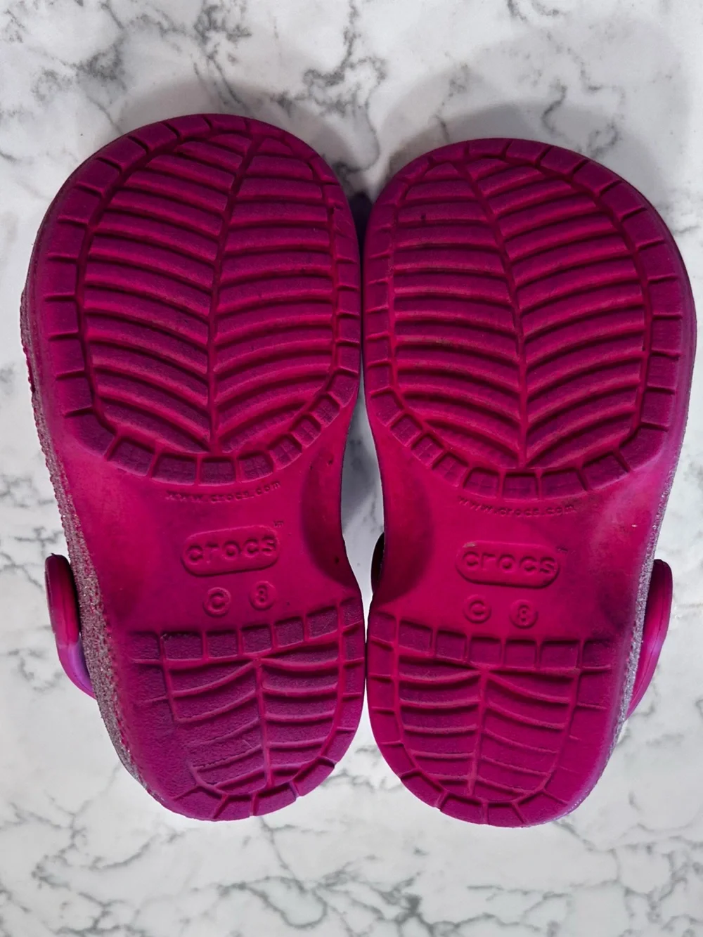 Crocs Pink Glitter Classic Clog Sandals Size 8C